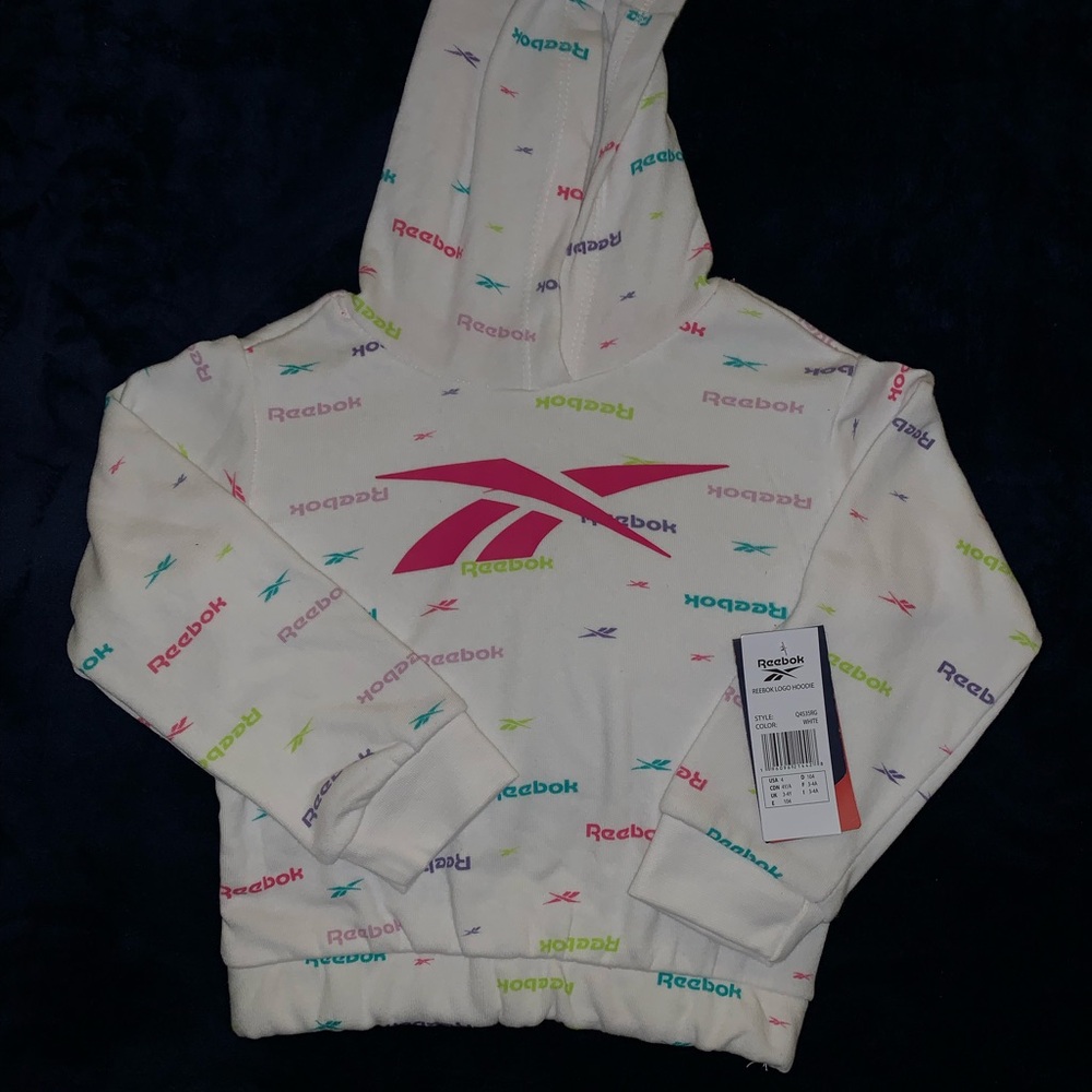 Reebok White Multicolor Logo Hoodie